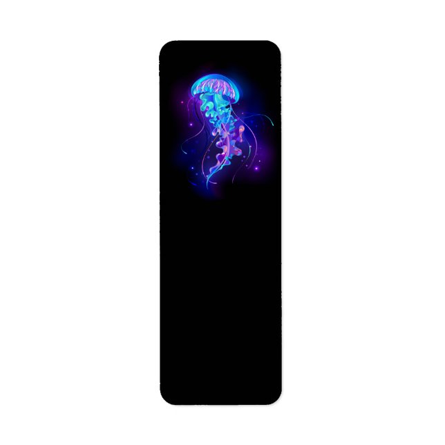Vibrant Färg Glowing Jellyfish Returadress Etikett (Framsidan)