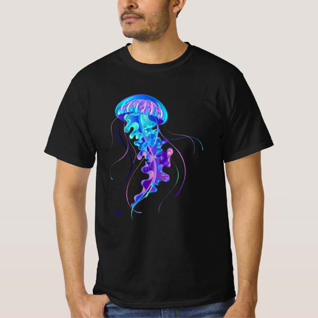 Vibrant Färg Glowing Jellyfish T Shirt (Framsida)