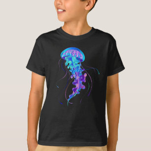 Vibrant Färg Glowing Jellyfish T Shirt