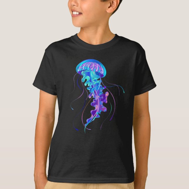 Vibrant Färg Glowing Jellyfish T Shirt (Framsida)
