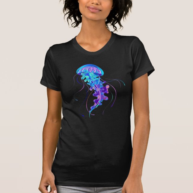 Vibrant Färg Glowing Jellyfish T Shirt (Framsida)