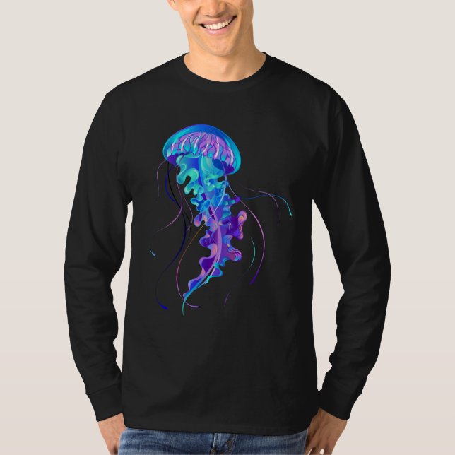 Vibrant Färg Glowing Jellyfish T Shirt (Framsida)