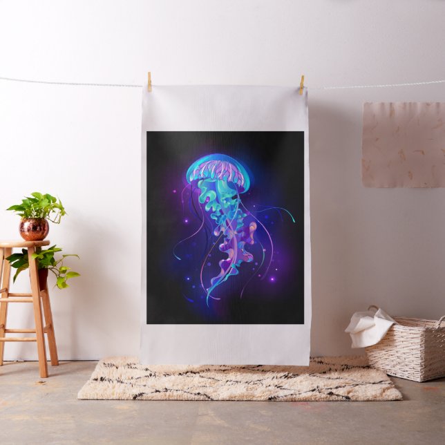 Vibrant Färg Glowing Jellyfish Tyg (In Situ)