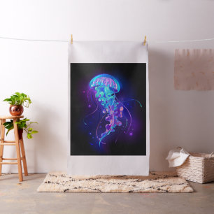 Vibrant Färg Glowing Jellyfish Tyg