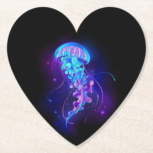 Vibrant Färg Glowing Jellyfish Underlägg Papper (Framsida)
