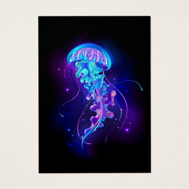 Vibrant Färg Glowing Jellyfish Visitkort (Framsidan)