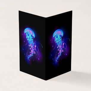 Vibrant Färg Glowing Jellyfish Visitkort