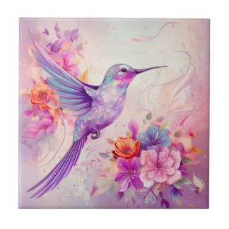 Vibrant Färg Hummingbird Kakelplatta