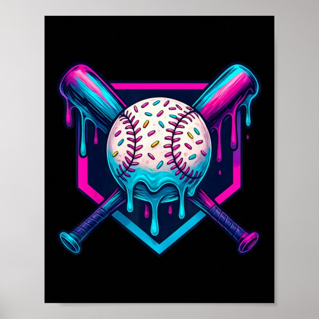 Vibrant Färg Ice Cream Baseball Drip-grafik för Poster (Framsidan)