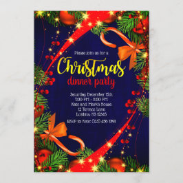 Vibrant färg julmiddag Party Inbjudan