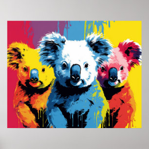 Vibrant färg Koala Bears Art Poster
