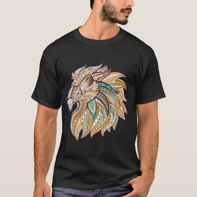 Vibrant färg lejona teckning t shirt (Framsida)