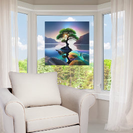 Vibrant Färg Lone Träd i en ström