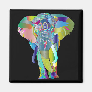 Vibrant Färg Mandala Elephant Magnet