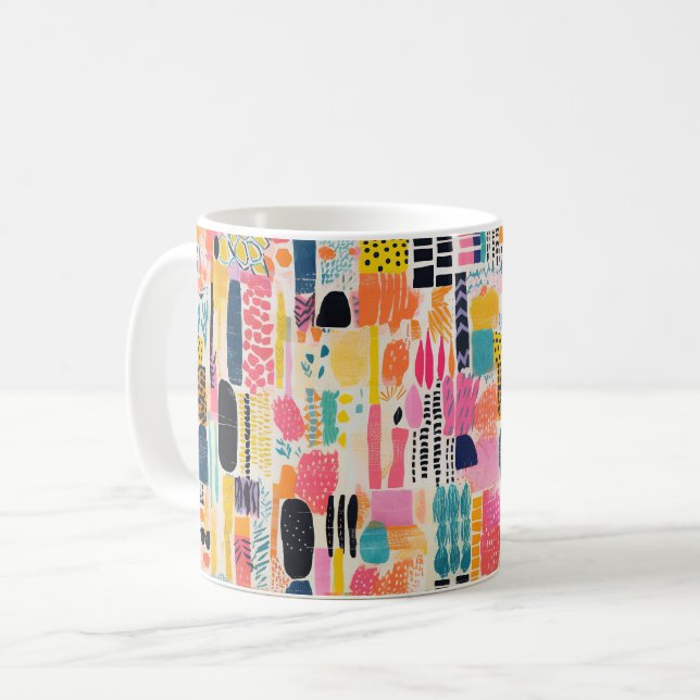 Vibrant Färg Mönster Kaffemugg (Framsida vänster)