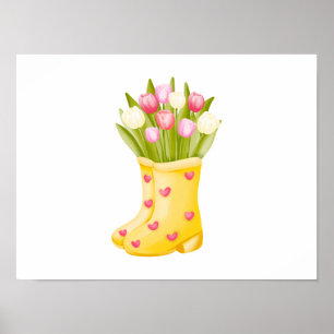 Vibrant Färg Plantor i Boots Watercolor Poster