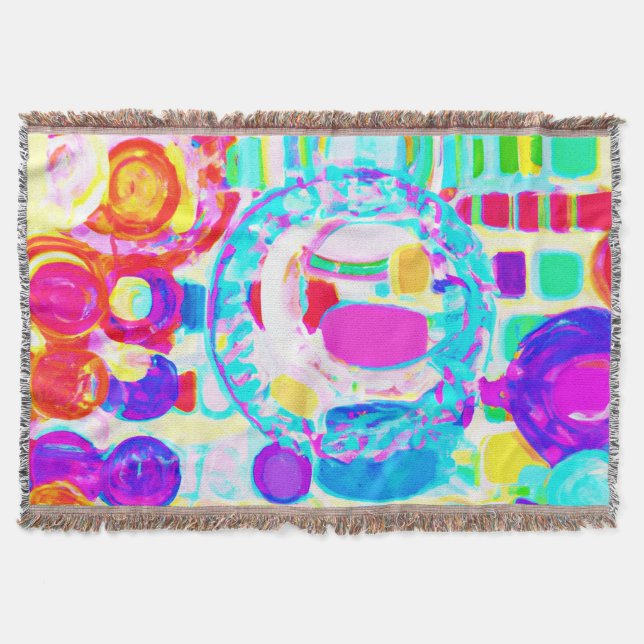 Vibrant Färg Random Mönster Filt (Framsidan)