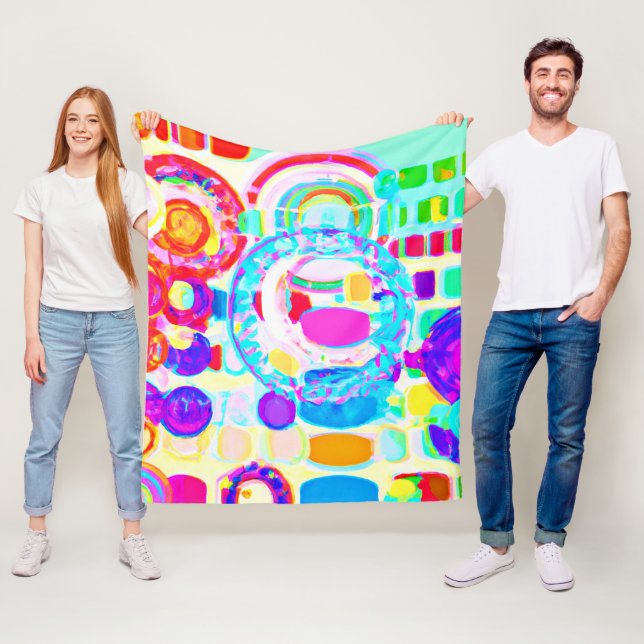 Vibrant Färg Random Mönster Fleecefilt (På plats)