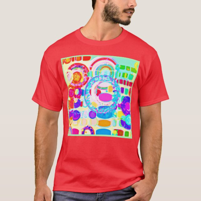 Vibrant Färg Random Mönster T Shirt (Framsida)