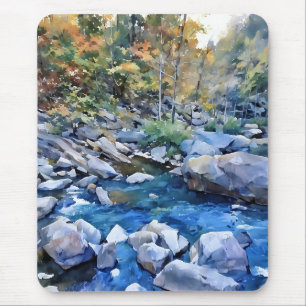 Vibrant färg-scenen rocky stream Mousepad Musmatta
