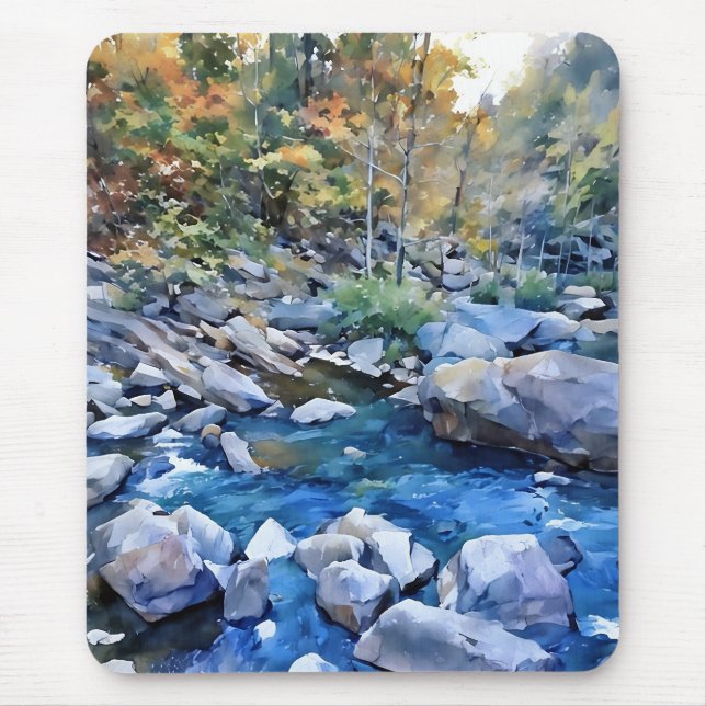 Vibrant färg-scenen rocky stream Mousepad Musmatta (Framsidan)
