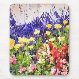 Vibrant färg scenic blommigt Mousepad Musmatta