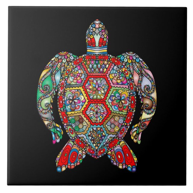 Vibrant färg sköldpadda kakelplatta (Framsidan)