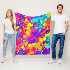 Vibrant Färg Spatter Fleecefilt