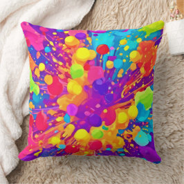 Vibrant Färg Spatter Kudde