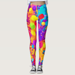 Vibrant Färg Spatter Leggings