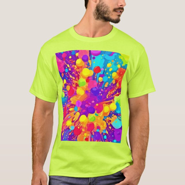 Vibrant Färg Spatter T Shirt (Framsida)