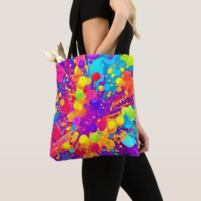 Vibrant Färg Spatter Tygkasse (Närbild)