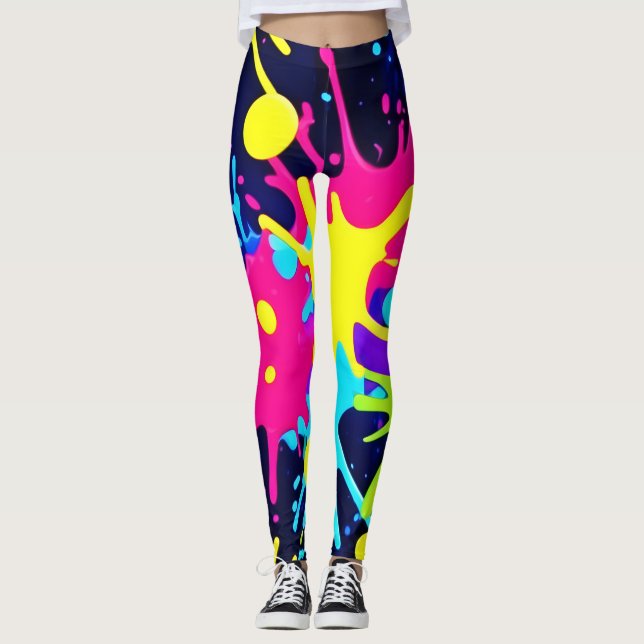 Vibrant Färg Stänk Leggings (Framsida)