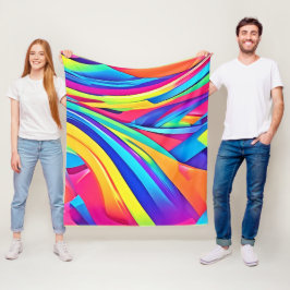 Vibrant Färg Wave Art Abstrakt Fleecefilt