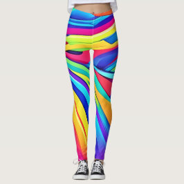 Vibrant Färg Wave Art Abstrakt Leggings