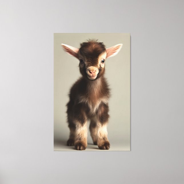 Vibrant Färgad Baby Goat Fullt Porträtt Canvastryck (Framsida)