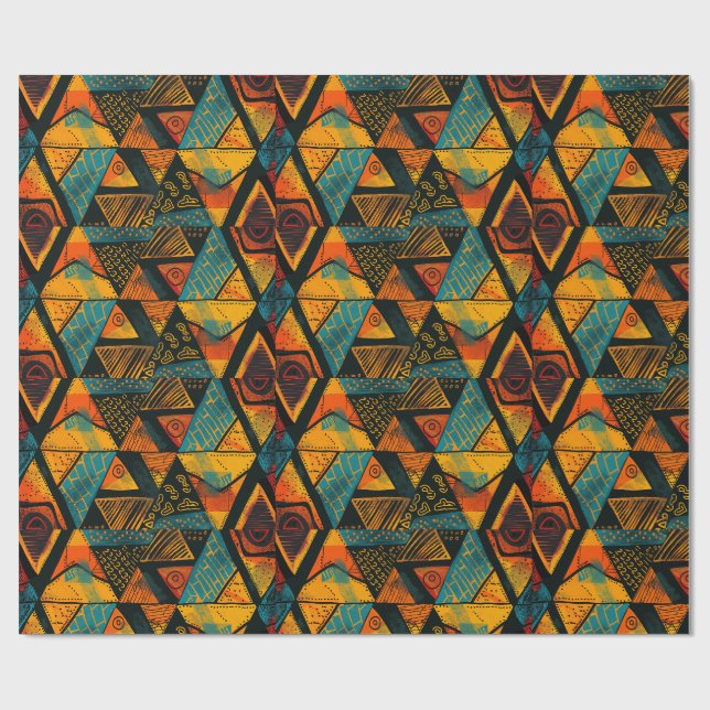 Vibrant färgade trianglar med mönster från stamsta presentpapper (Platt)