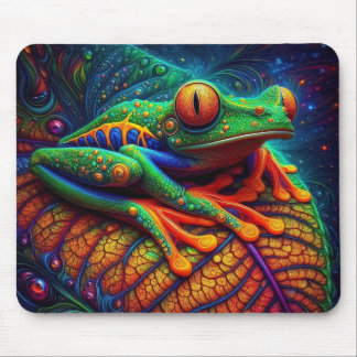 Vibrant färgfläckig Träd Frog Musmatta