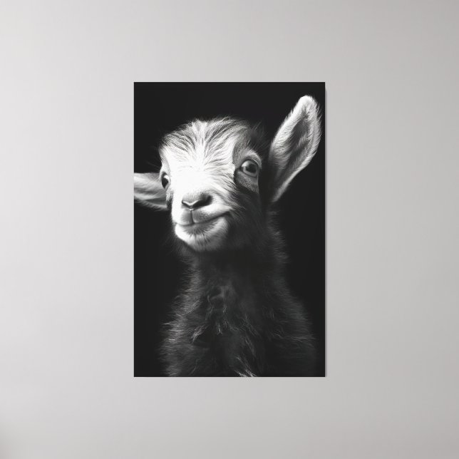 Vibrant färgfull Fullt-Bodid Baby Goat Porträtt Canvastryck (Framsida)