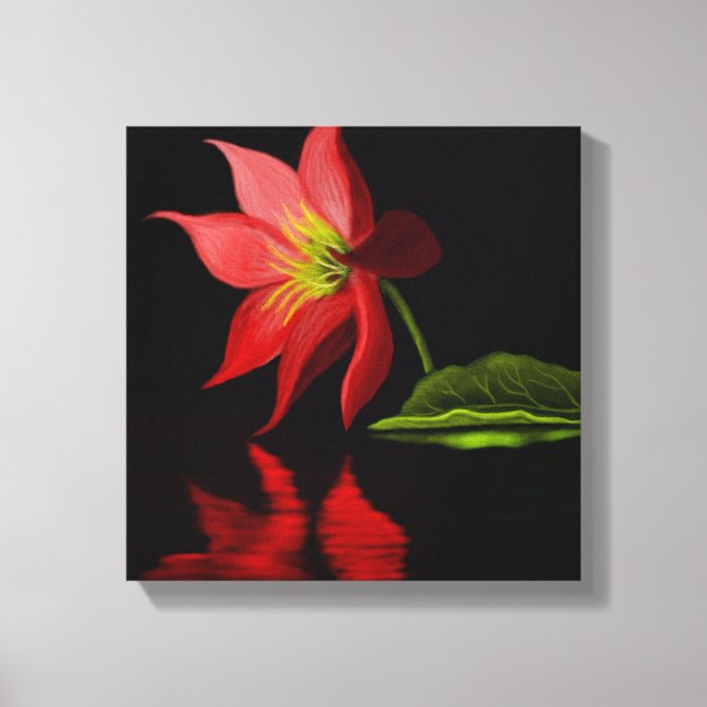 Vibrant färgfull Lily Pond Wrapped Canvas (Framsida)