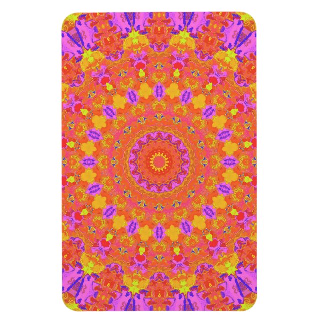 Vibrant färgfull Psychedelic Abstrakt Kaleidoskop Magnet (Vertikal)