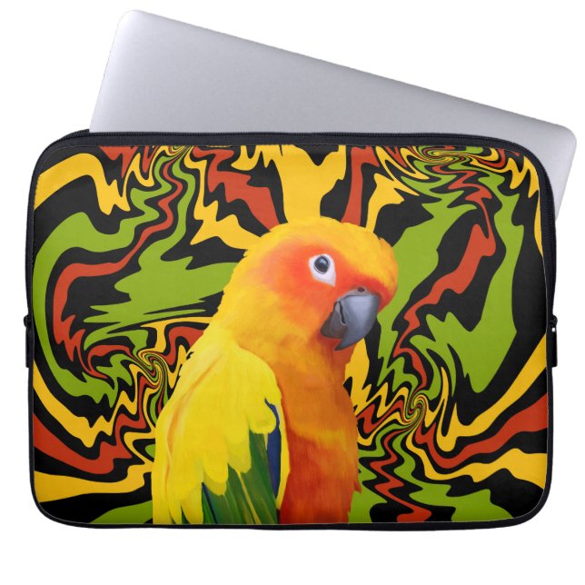 Vibrant färgfull Sol Conure Parrot Laptop Fodral (Framsidan)