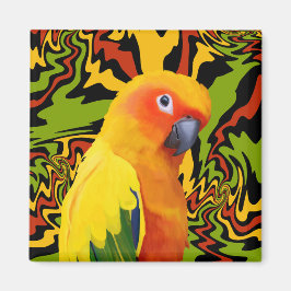 Vibrant färgfull Sol Conure Parrot Magnet