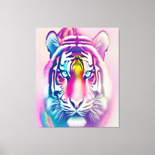 Vibrant färgfull tiger Ansikte Modern Wildlife Canvastryck
