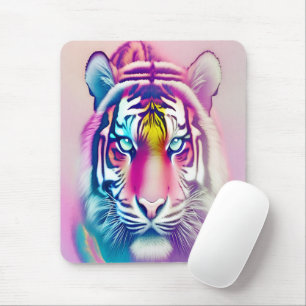 Vibrant färgfull tiger Ansikte Modern Wildlife Musmatta