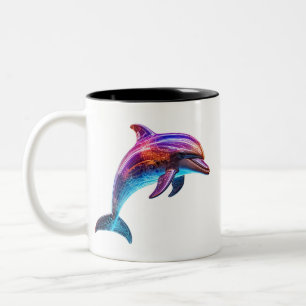 Vibrant färgglad delfinin Två-Tonad mugg