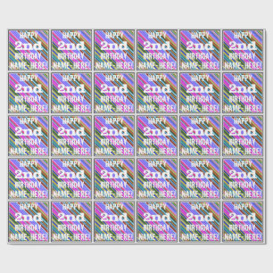 Vibrant, färglös andra födelsedag + anpassat namn presentpapper