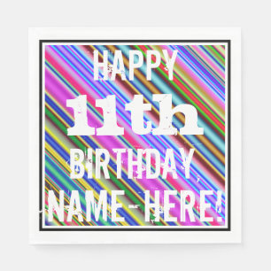 Vibrant, färgstark 11th Birthday + eget namn Pappersservett