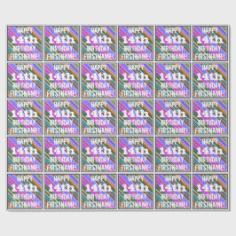 Vibrant, färgstark 14:e födelsedag + anpassat namn presentpapper