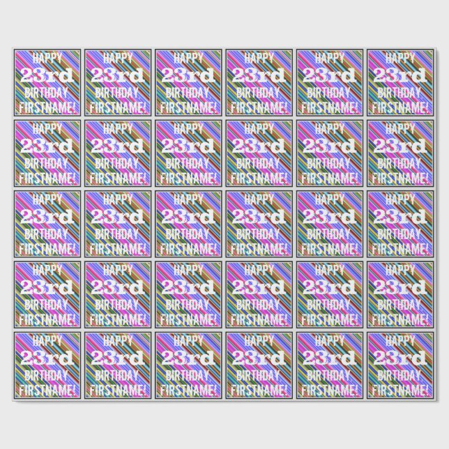 Vibrant, färgstark 23:e födelsedagen + anpassat na presentpapper (Platt)
